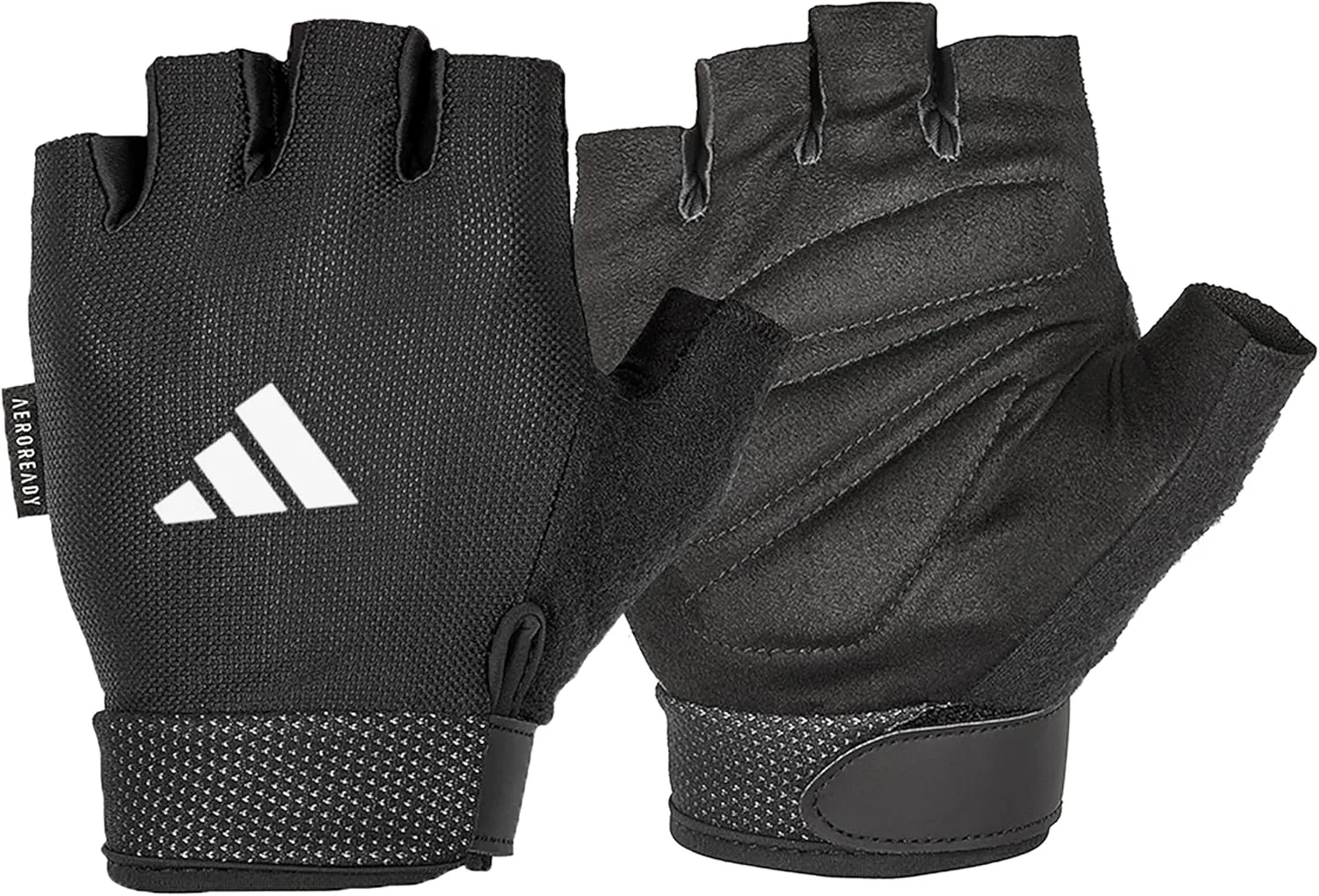 adidas Essential Weightlifting Gloves, Adjustable Fingerless Workout Gloves