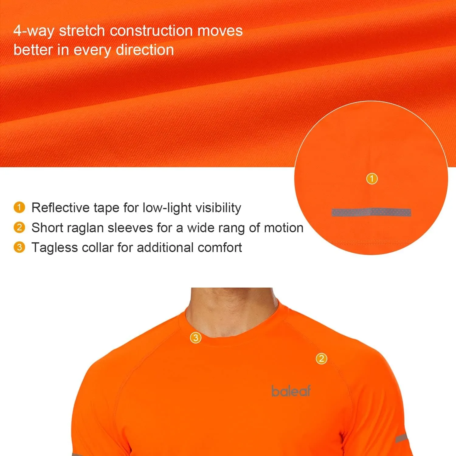 baleaf Men's Running Workout Shirts Short Sleeve Athletic T-Shirt Quick Dry