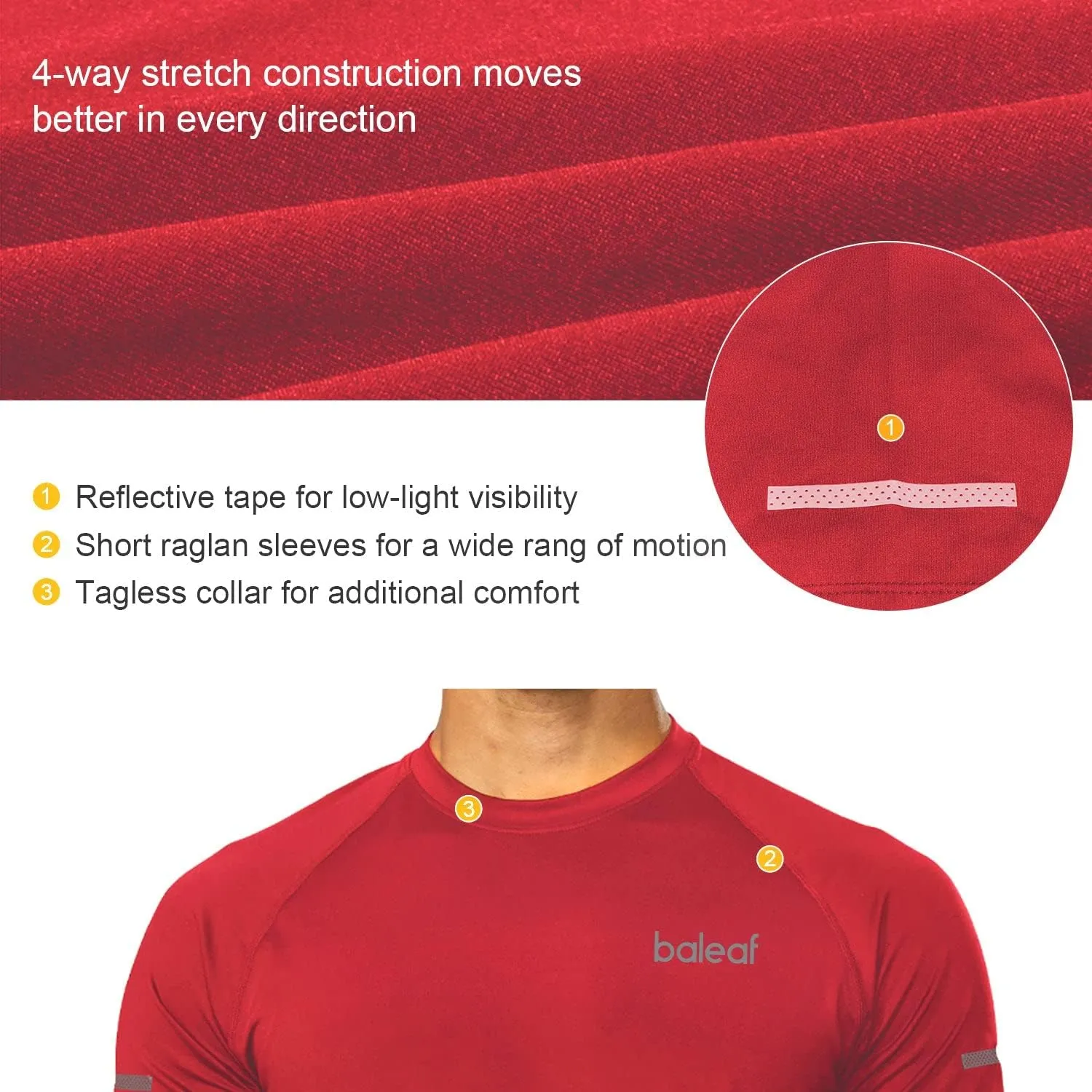 baleaf Men's Running Workout Shirts Short Sleeve Athletic T-Shirt Quick Dry