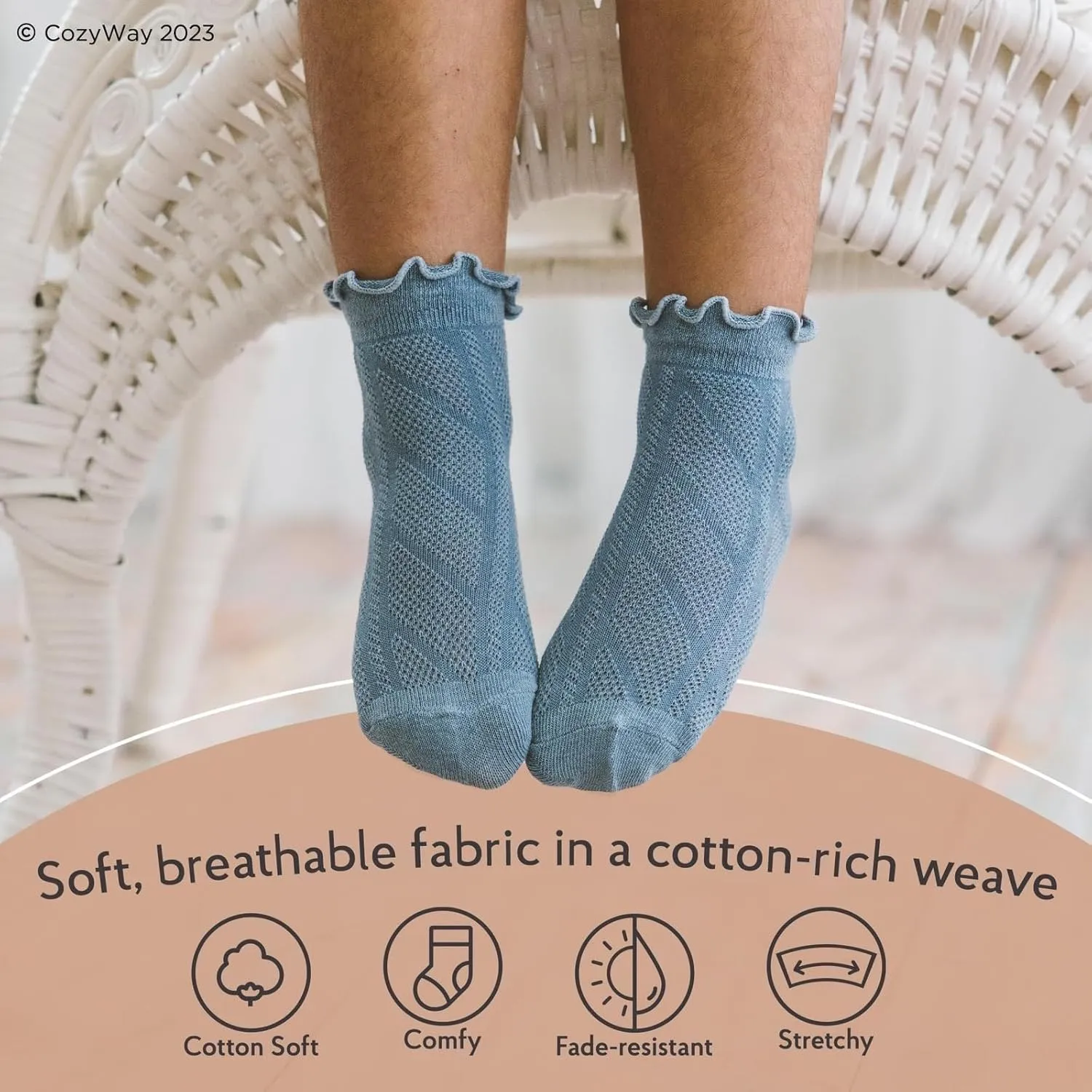 CozyWay Baby & Toddler Socks with Grippers Non Slip Ankle Grip Socks For Boys and Girls - Comfy Soft Cotton - 6 Pack