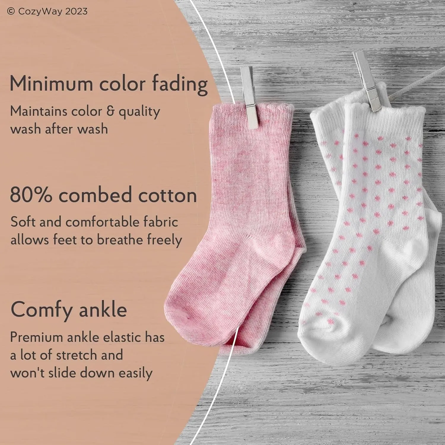 CozyWay Baby & Toddler Socks with Grippers Non Slip Ankle Grip Socks For Boys and Girls - Comfy Soft Cotton - 6 Pack