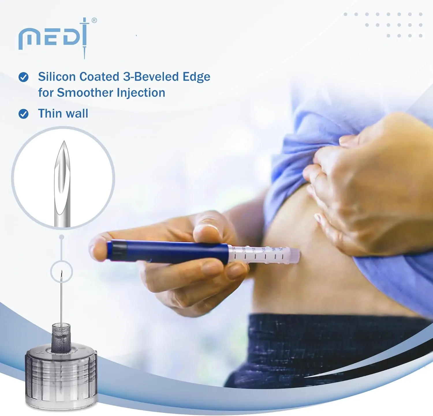Fine Insulin Pen Needles (32G 4mm) - Diabetic Needles for Insulin Injections, Ultra Fine Compatible with Most Diabetes Pens - 100 Ct, Pack of 2