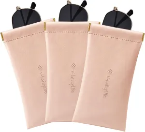 Glasses Case Soft 2 Pack - Portable Leather Squeeze Top Eyeglass Case,Soft Sunglasses Case.