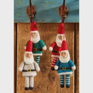 Hanging Felt Santa with Stripey Legs Ornaments