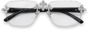 ICE STAR Triple Cross Iced-Out Sunglasses ?C Frameless Design Shades for Men & Women, Hip-Hop Fashion Eyewear