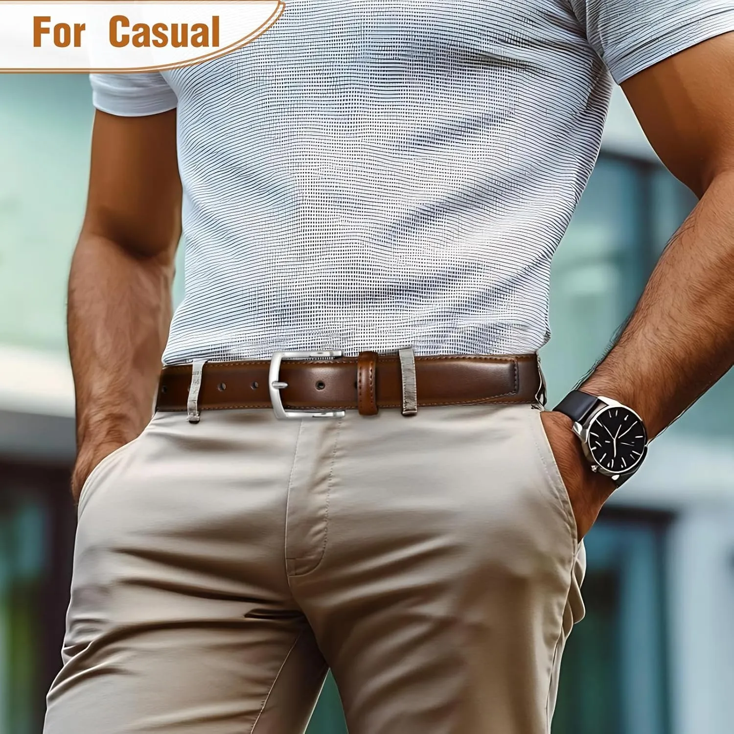 Men's Belt Genuine Leather Belt for Men Dress Casual Golf Jeans Pants 1 3/8"
