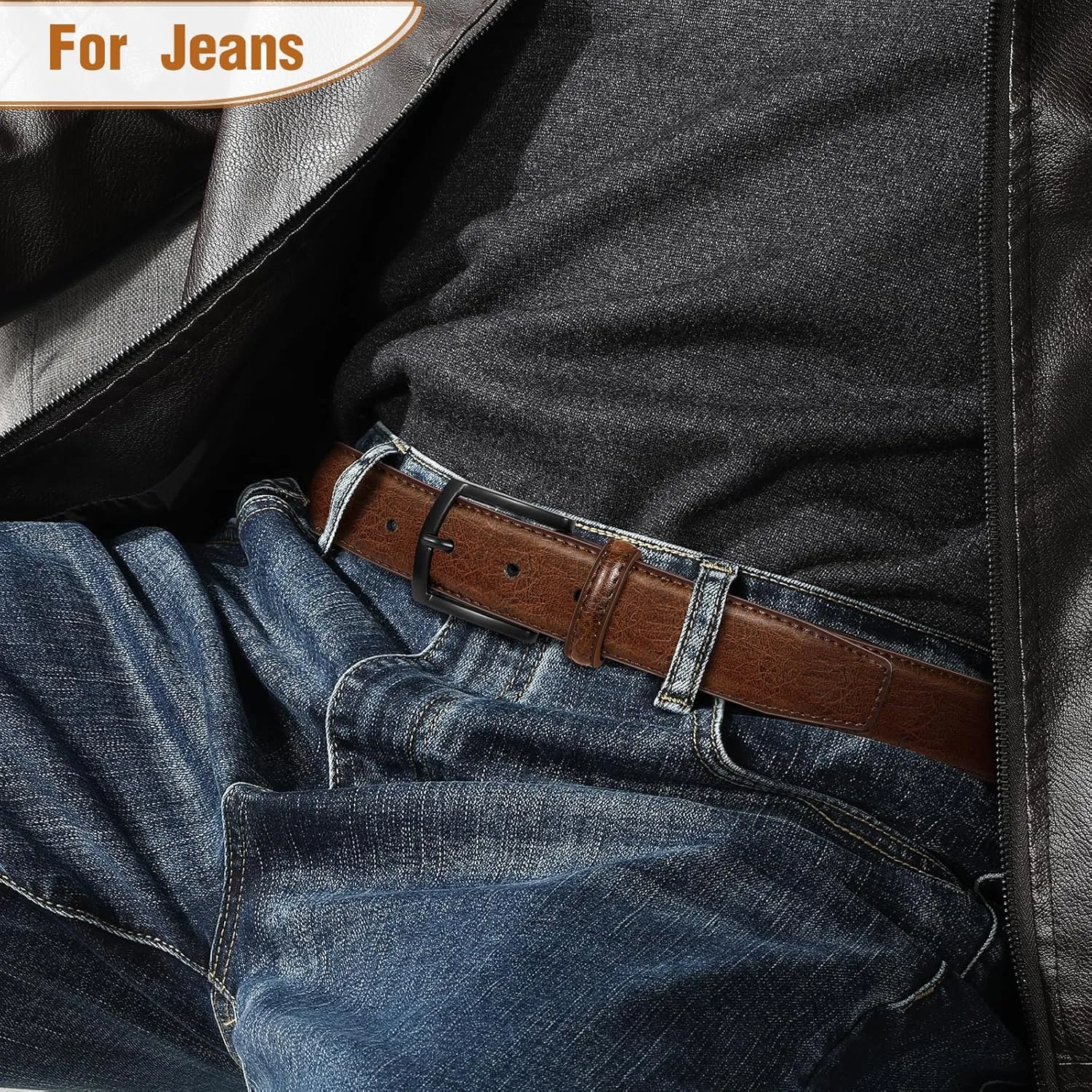 Men's Belt Genuine Leather Belt for Men Dress Casual Golf Jeans Pants 1 3/8"