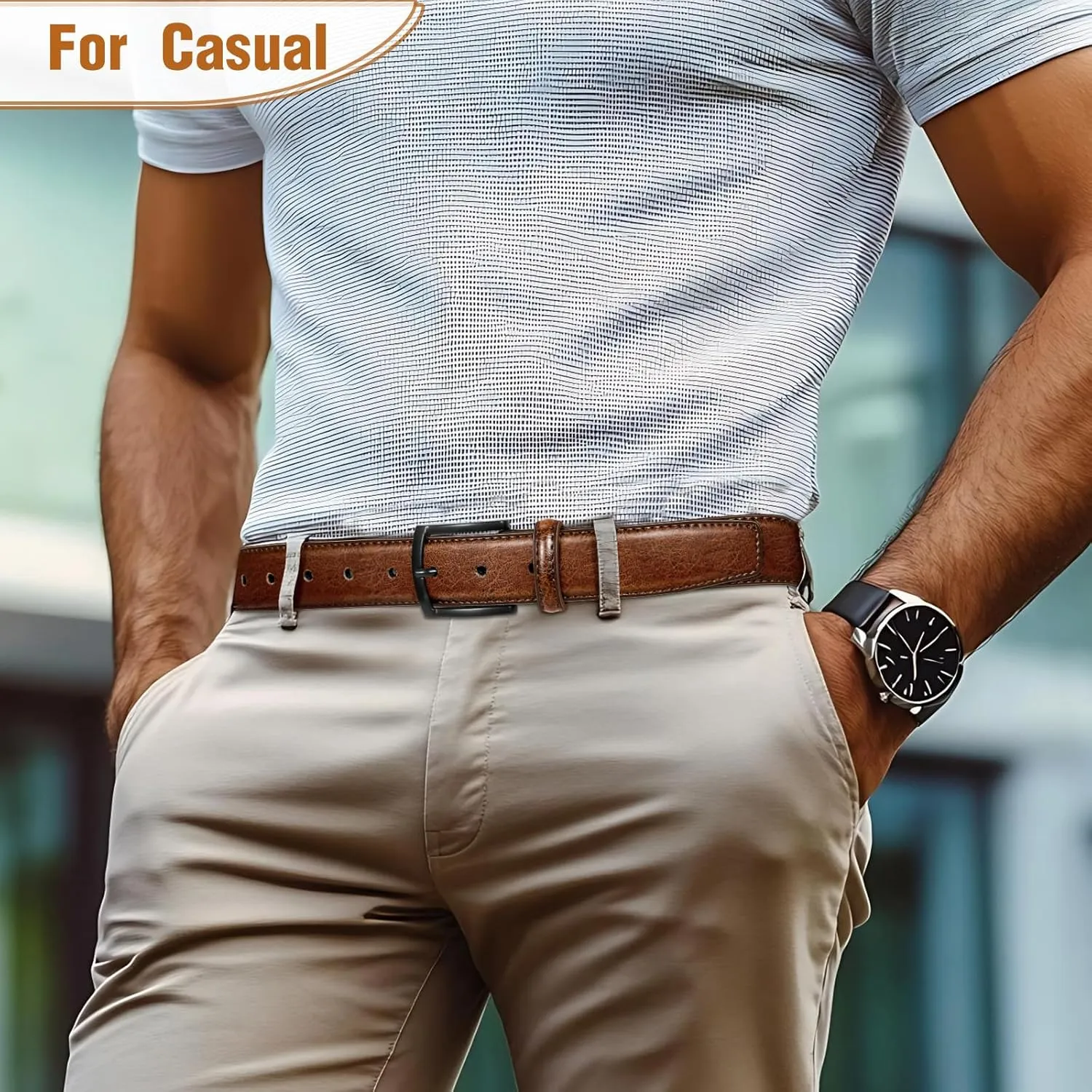 Men's Belt Genuine Leather Belt for Men Dress Casual Golf Jeans Pants 1 3/8"