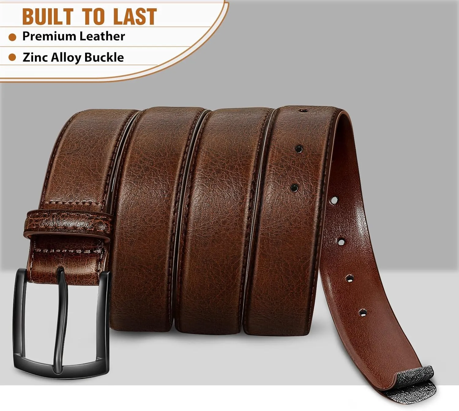 Men's Belt Genuine Leather Belt for Men Dress Casual Golf Jeans Pants 1 3/8"