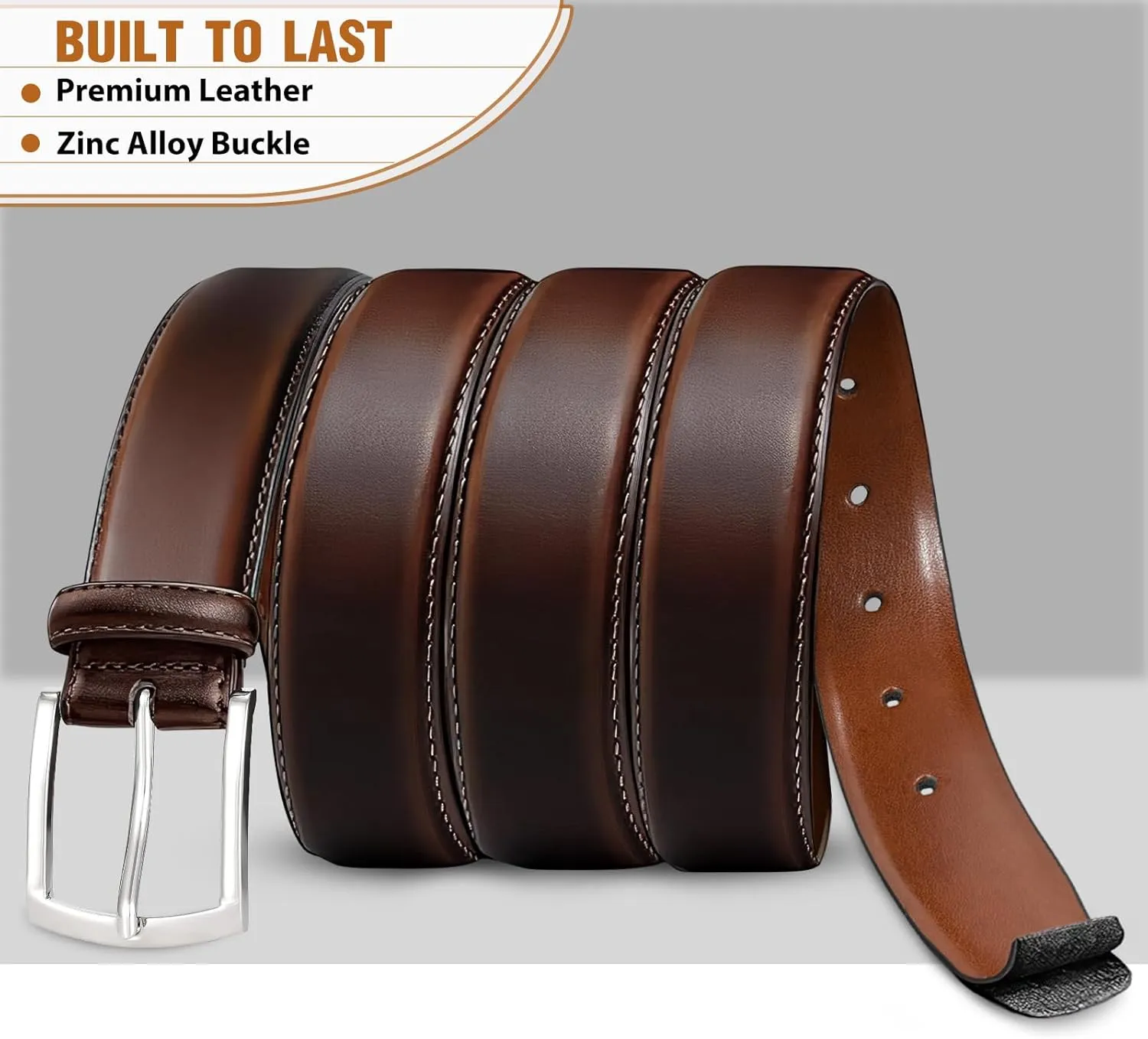 Men's Belt Genuine Leather Belt for Men Dress Casual Golf Jeans Pants 1 3/8"