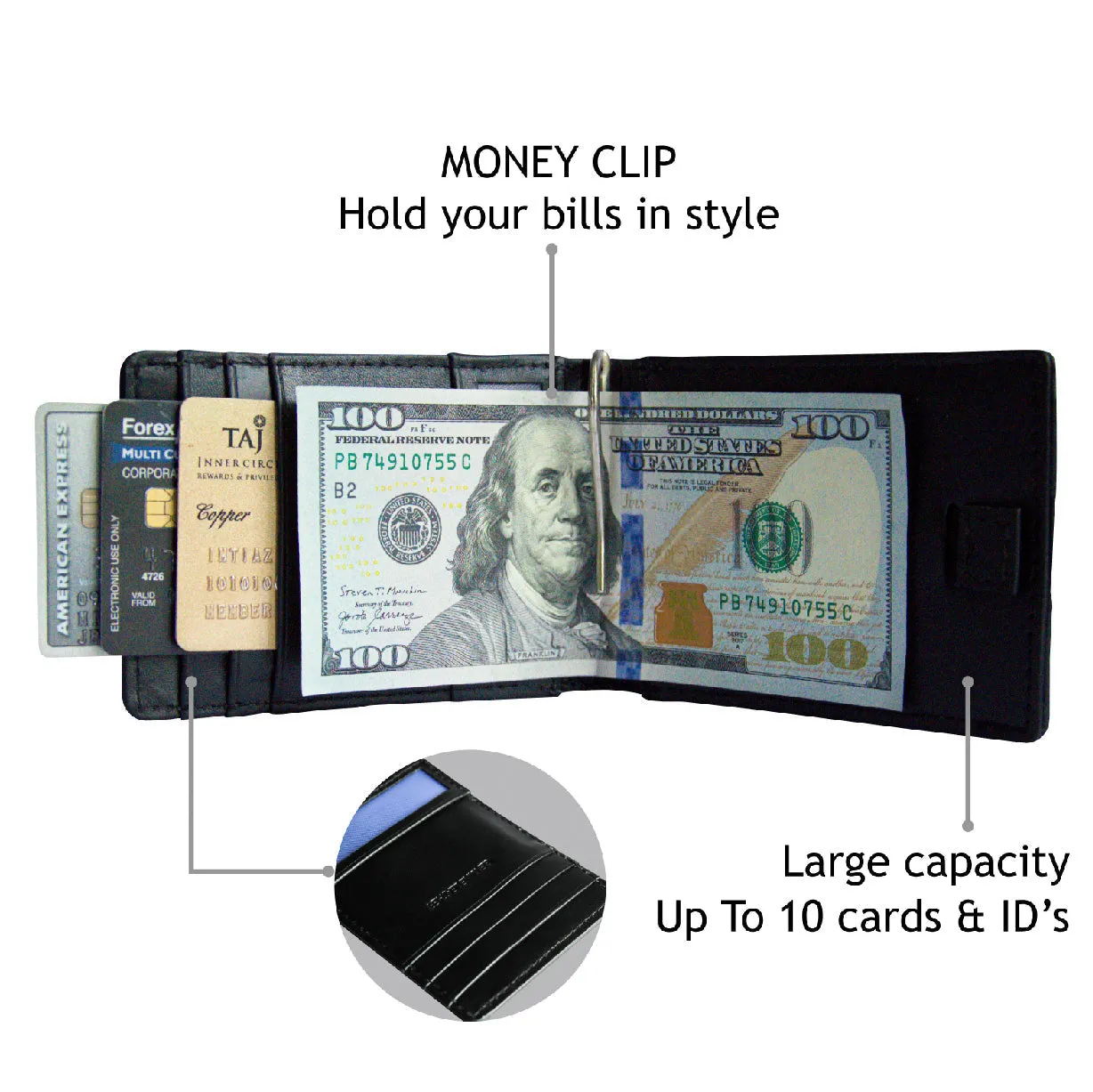 SLIM TRIM Sleek Soft Leather Money Clip ARWMC1014BL