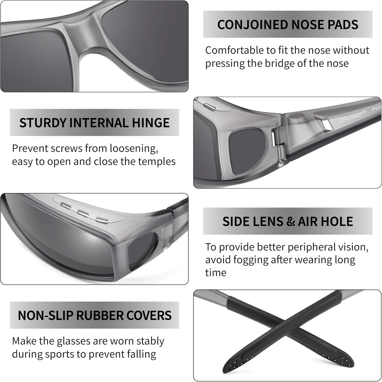 URUMQI Polarized Sunglasses Fit Over Glasses for Men Women, Wrap-around Driving Sunglasses 100% UV Protection