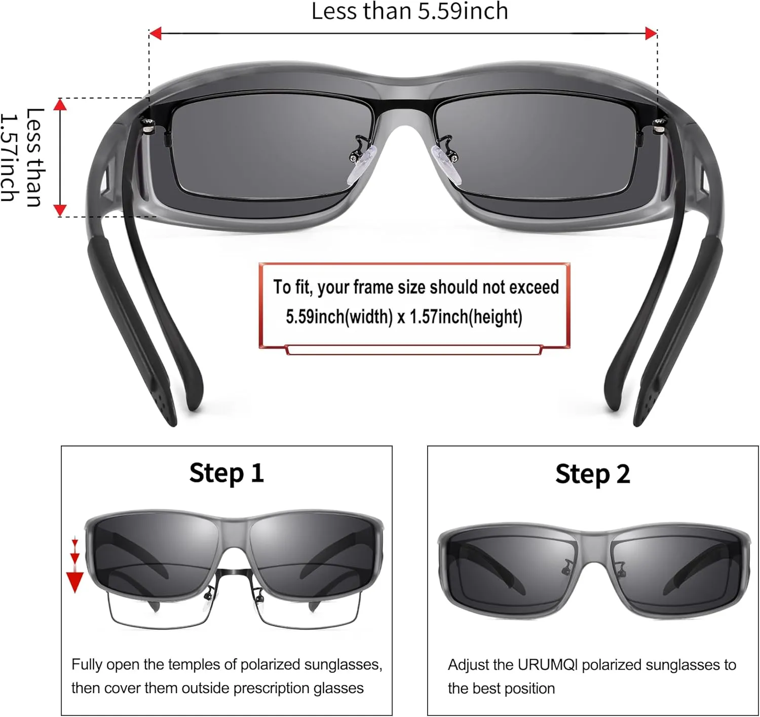 URUMQI Polarized Sunglasses Fit Over Glasses for Men Women, Wrap-around Driving Sunglasses 100% UV Protection