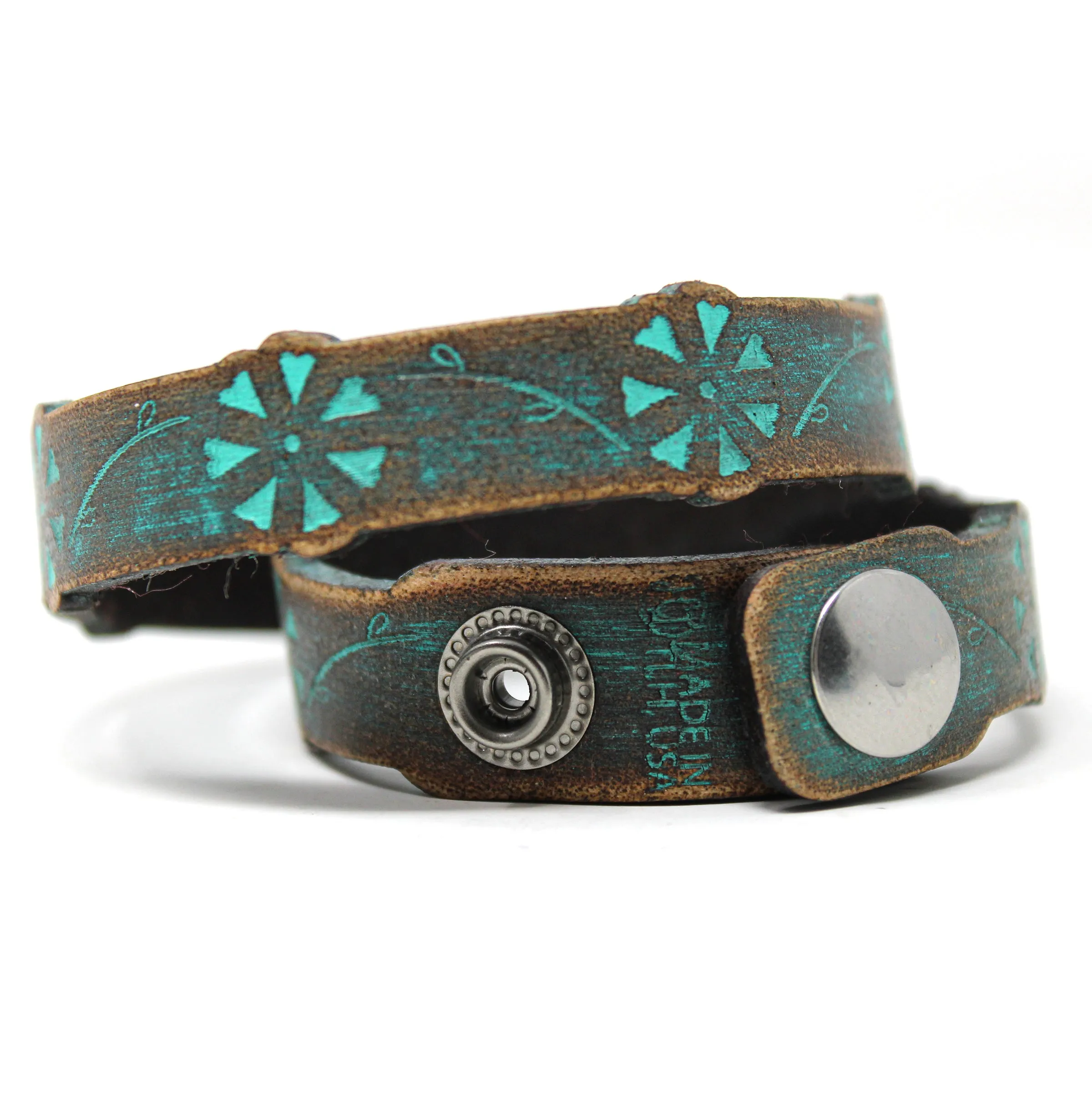 Women's Leather Wrap - Flower Chain